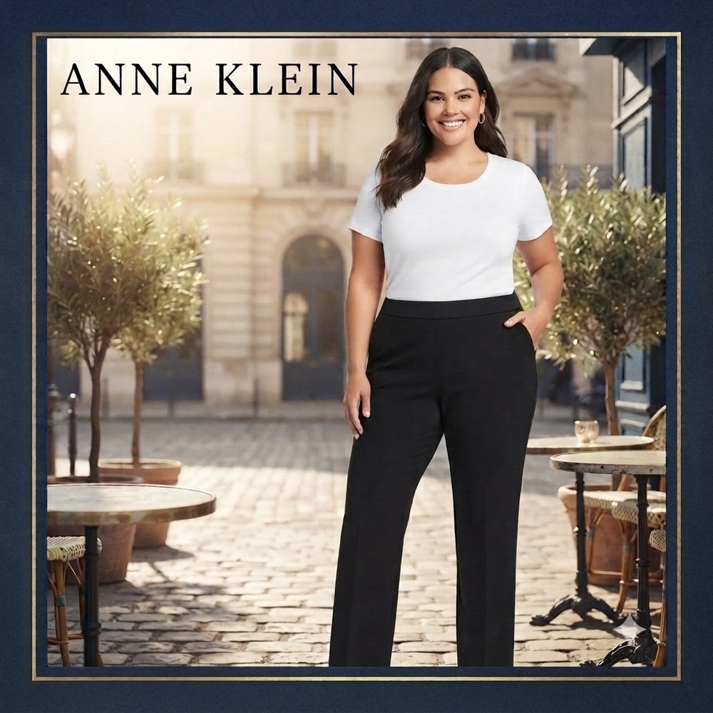 Anne Klein Plus Size 20W Black Straight Leg Dress Pants NWT 10626184-169 Career - Picture 1 of 16